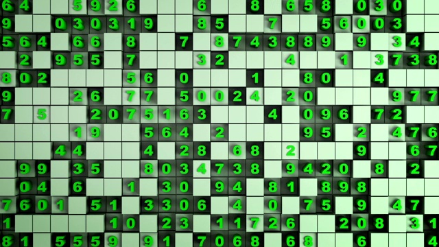 绿色立方体和数字无缝循环3D渲染动画视频下载