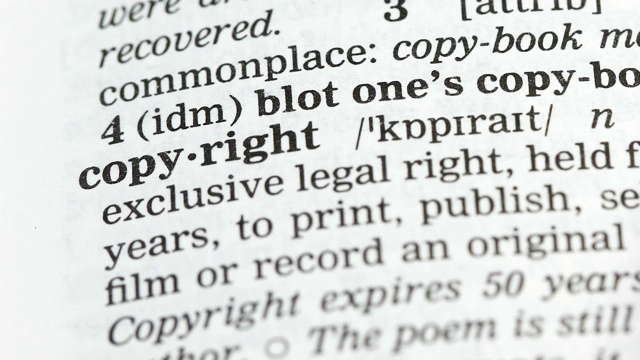 版权，英语词汇的定义，法律权利保护，出版视频下载