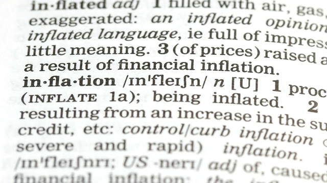 通货膨胀，英语词汇中铅笔尖字，预算减少，债务视频素材