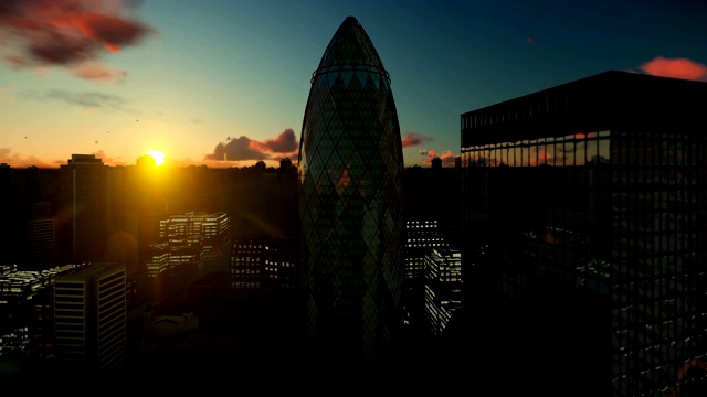 伦敦顶视图，面对美丽的日出，4K视频下载