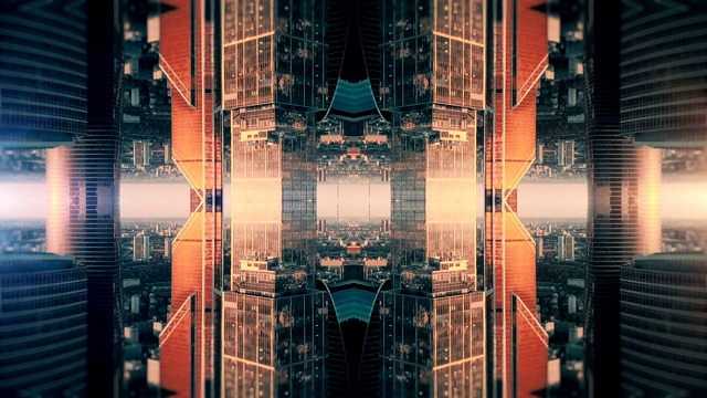 莫斯科空中的未来主义背景。镜面效果视频素材