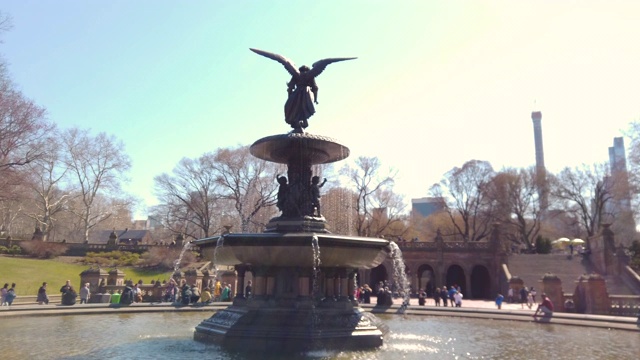 曼哈顿中央公园的贝塞斯达喷泉视频下载