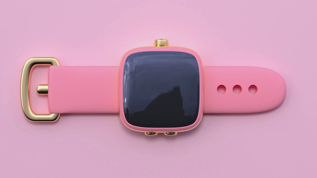 粉色平躺场景智能手表技术概念3d渲染视频下载