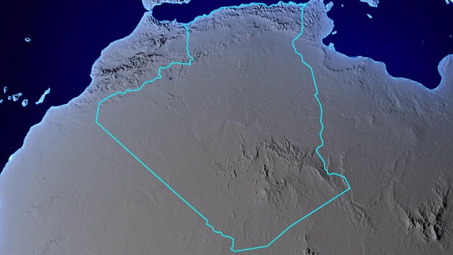 地球与阿尔及利亚边界透明视频素材