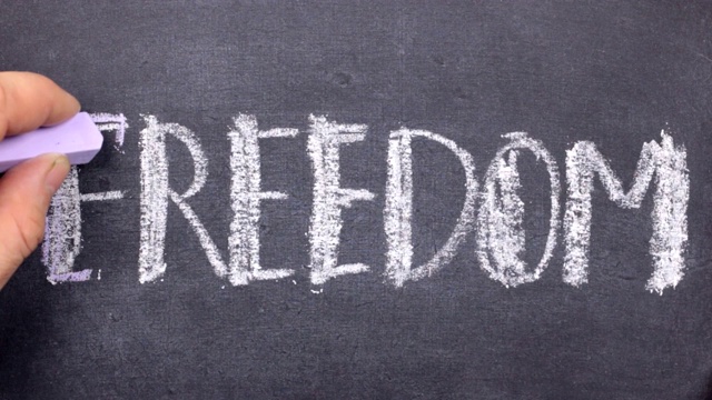 单词自由，用粉笔手写在黑板上。视频素材