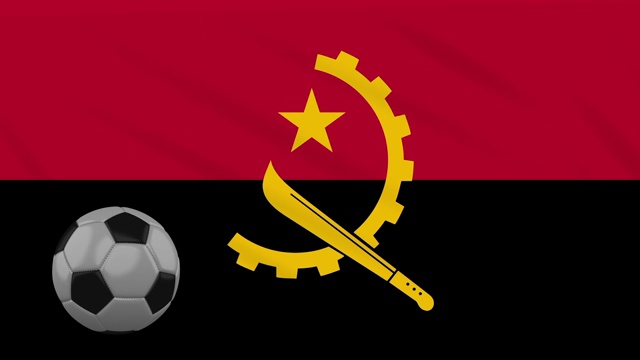 安哥拉国旗挥舞和足球旋转，循环视频下载