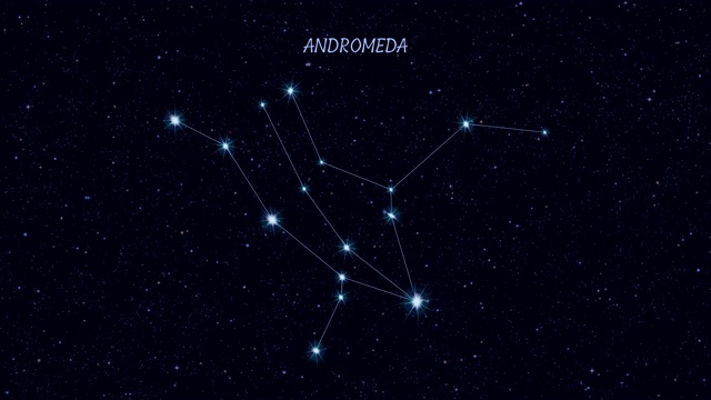 仙女座，逐渐变焦旋转图像与恒星和轮廓视频下载