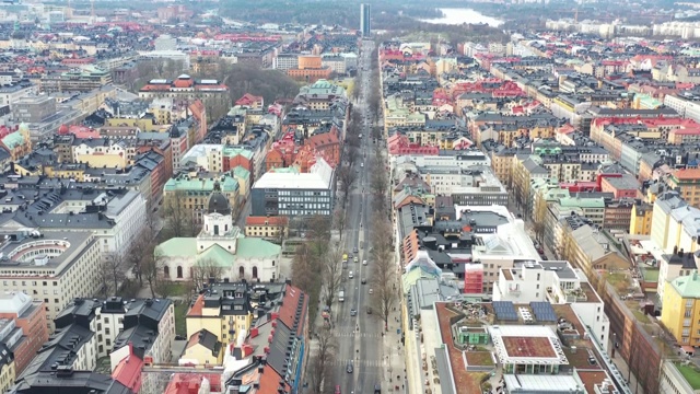 从上面看，斯德哥尔摩中心，Sveavagen视频素材
