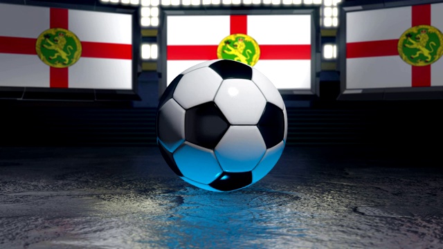 奥尔德尼旗围绕着一个足球飘扬视频素材