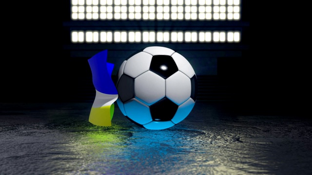 布里亚特的旗帜围绕着一个足球飘扬视频素材