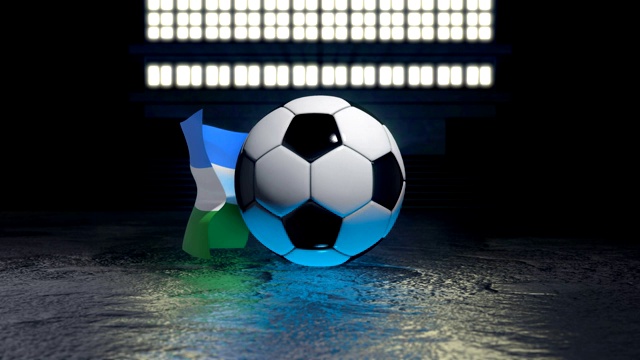 巴尔卡里亚的一面旗帜围绕着一个足球飘扬视频素材