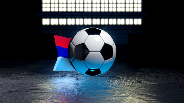 斯普斯卡共和国的旗帜在足球周围飘扬视频素材