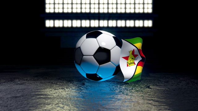 津巴布韦国旗在足球周围飘扬视频下载