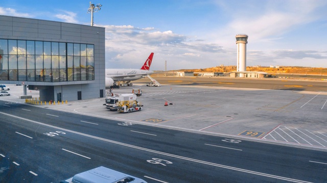 延时拍摄伊斯坦布尔新机场国际机场视频素材