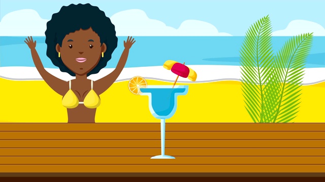 夏日沙滩上的非洲裔女人视频下载