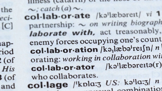 协作词的定义指向词典、共同项目、合作视频素材