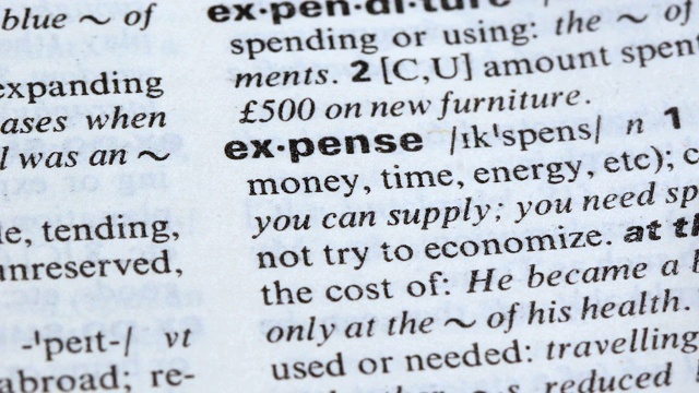 费用一词写在字典里，浪费资源和金钱视频素材