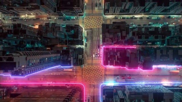 4k分辨率香港鸟瞰图，数据网络连接技术概念。智慧城市概念、通信网络、物联网概念视频下载