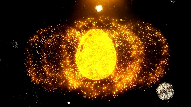 蛋图标上的烟花显示爆炸粒子。视频素材