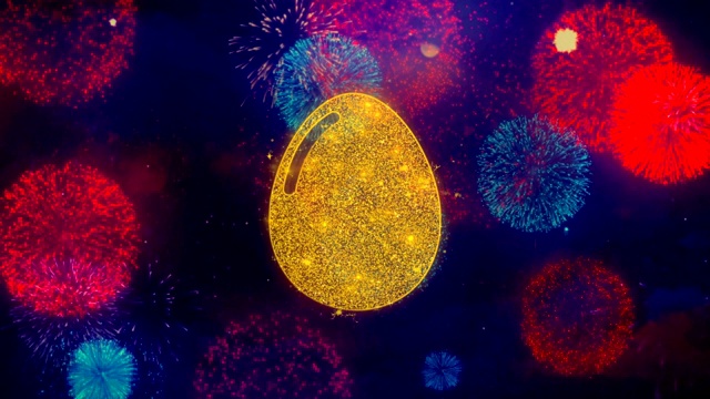 彩色烟花颗粒上的蛋图标符号。视频素材
