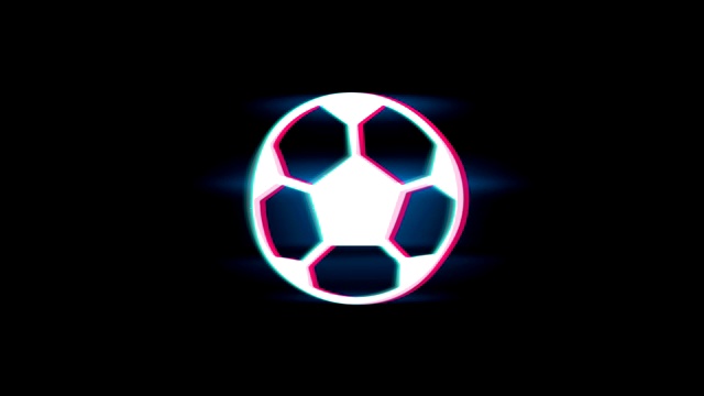 足球足球符号Glitch复古动画。视频素材