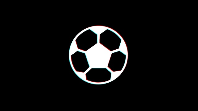 足球足球图标复古抽动坏信号动画。视频素材