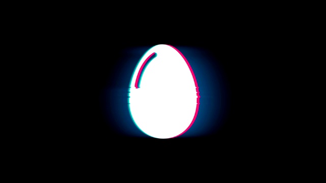 Glitch复古动画上的鸡蛋符号。视频下载