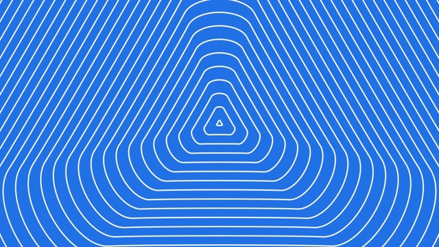 蓝色动画背景与同心三角形在一个迷幻波-环视频素材