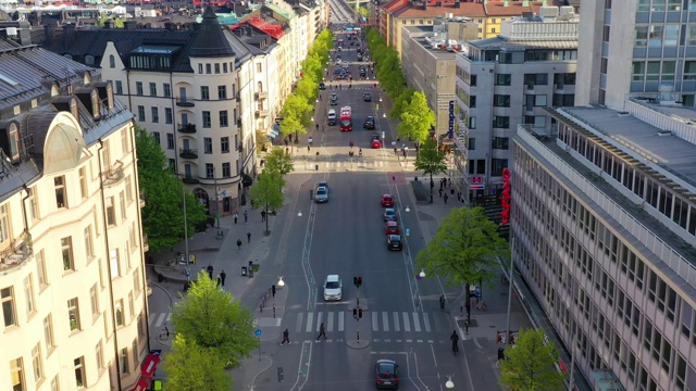 从上面看，斯德哥尔摩市中心，哥达坦视频素材