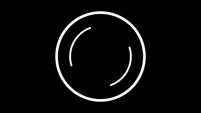 在黑色背景中，两个白色螺旋在圆内相互旋转的抽象动画。动画。几何吸引载荷螺旋视频下载