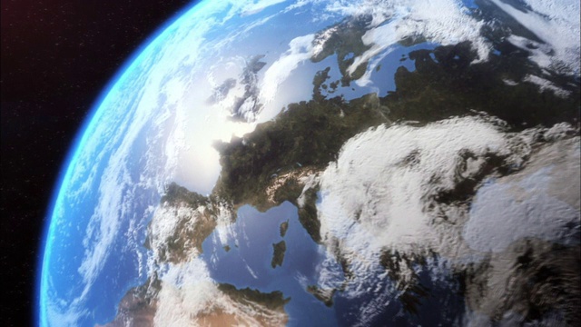 一幅計算機生成的地球圖像聚焦在法國。視頻素材