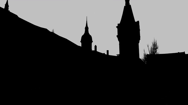 城市ââsilhouette在白屏上- 3D渲染视频下载