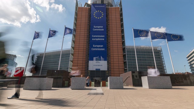 位于布鲁塞尔的欧盟委员会大楼的延时视频素材