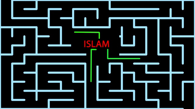 迷宫动画与红色文本和绿色线和可能的解决方案-伊斯兰视频素材