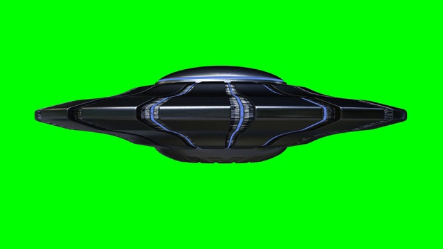 飞碟，旋转的外星飞船与外星访客，飞碟隔离在绿色屏幕背景，4k，循环视频素材