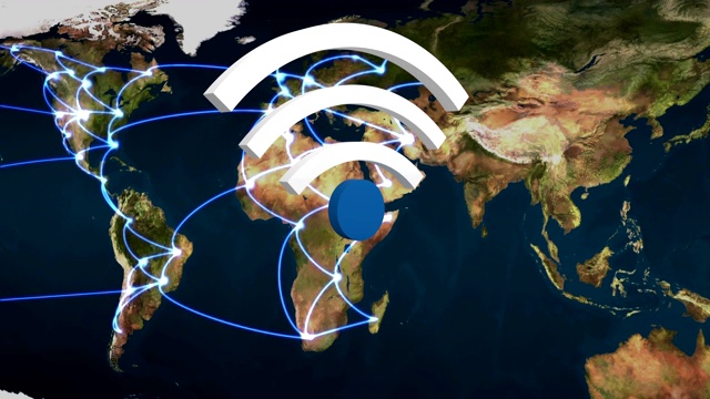WiFi符号和世界地图视频下载