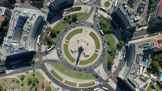 俯视图马奎斯de Pombal广场，里斯本，葡萄牙视频素材