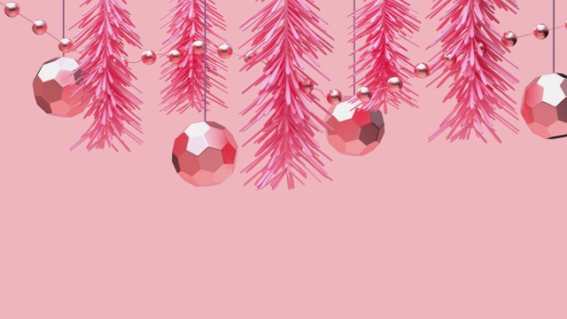 粉色场景3d渲染运动抽象金属物体装饰圣诞节的概念视频下载