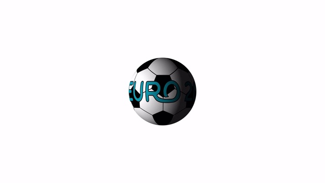 循环现实动画的旋转3d足球和文本欧锦赛2020。视频素材