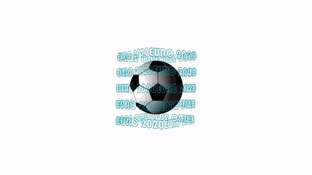 循环现实动画的旋转3d足球和和蓝色文本欧锦赛2020。视频下载