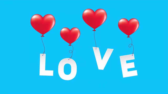 心形气球上写着爱的文字。视频下载