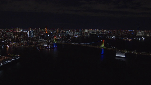 彩虹桥灯光天线，东京，日本视频下载
