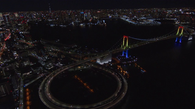 彩虹桥灯光天线，东京，日本视频素材