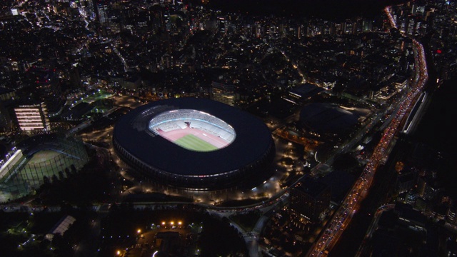 新国家体育场灯光天线，东京，日本视频下载