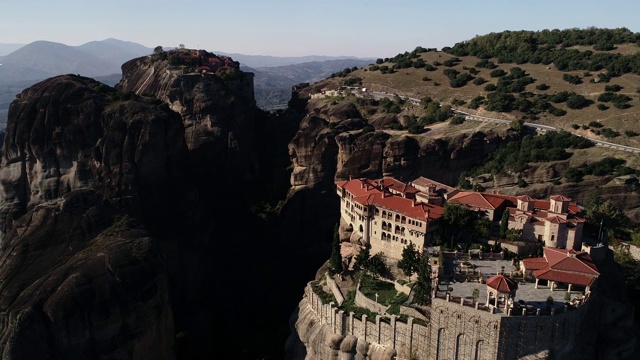 从希腊迈特拉瓦拉姆修道院鸟瞰图视频素材