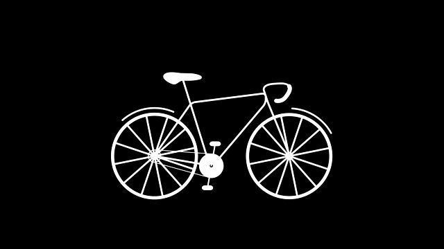 动画的自行车。轮子和踏板在转动。没有人。Wit Alpha通道，60帧/秒。视频素材