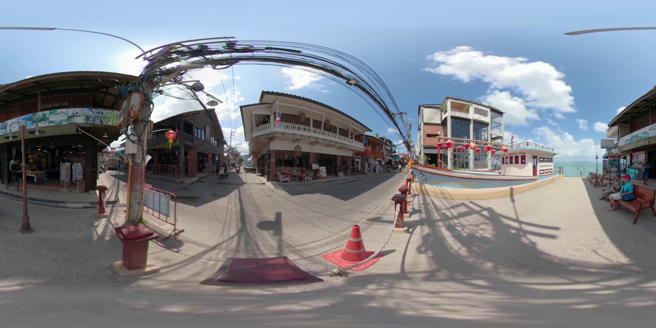 博普哈特主要街道上的360 VR / A渔船视频下载