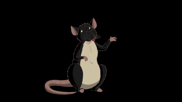 黑老鼠问候和挥舞它的爪子动画阿尔法马特视频下载