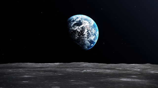 從行星地球的月球上觀看，而在外層空間旋轉的黑色背景與Starfield在4K分辨率視頻素材