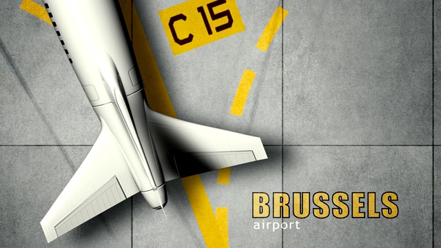 一架客机正在布鲁塞尔机场的停机坪上滑行视频下载